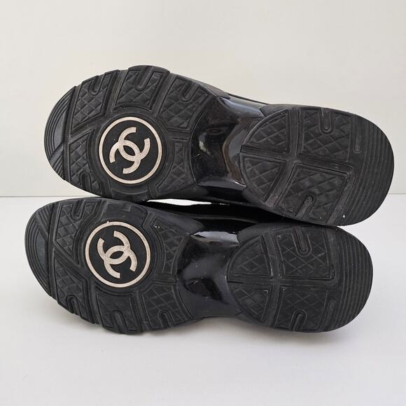 Chanel CC Black Suede Trainer Sneakers US 8.5 / EU 38.5 - Picture 5 of 8